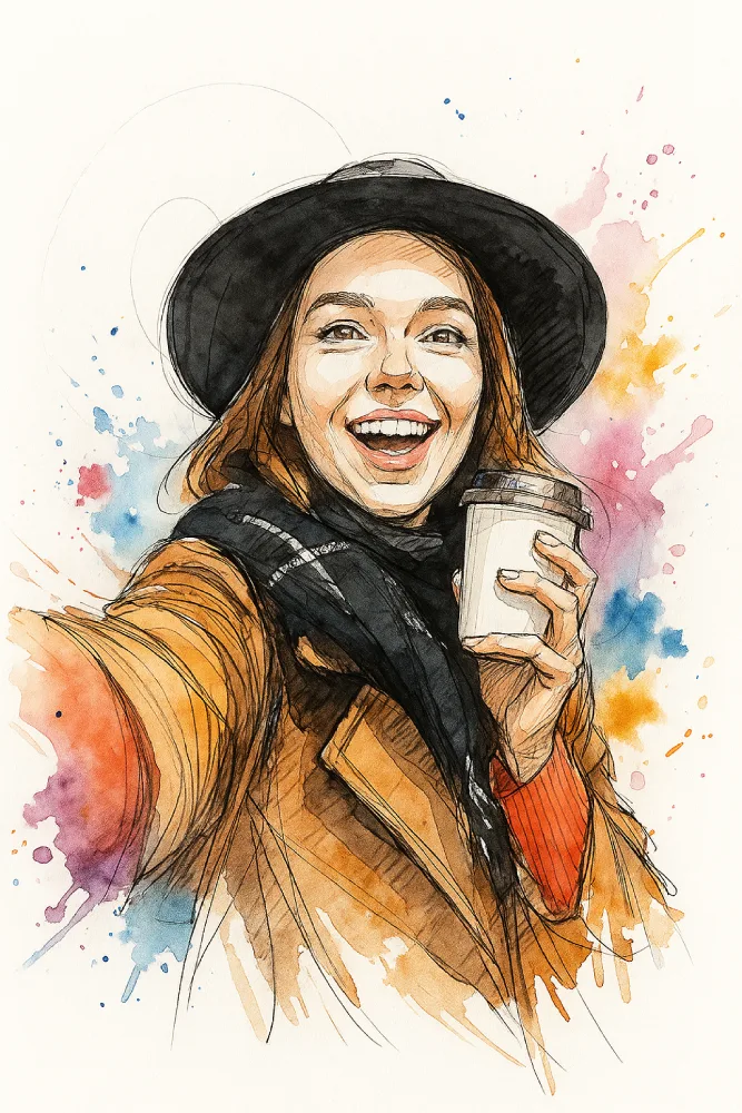 Portret splash art artystyczny ze&nbsp;zdjęcia